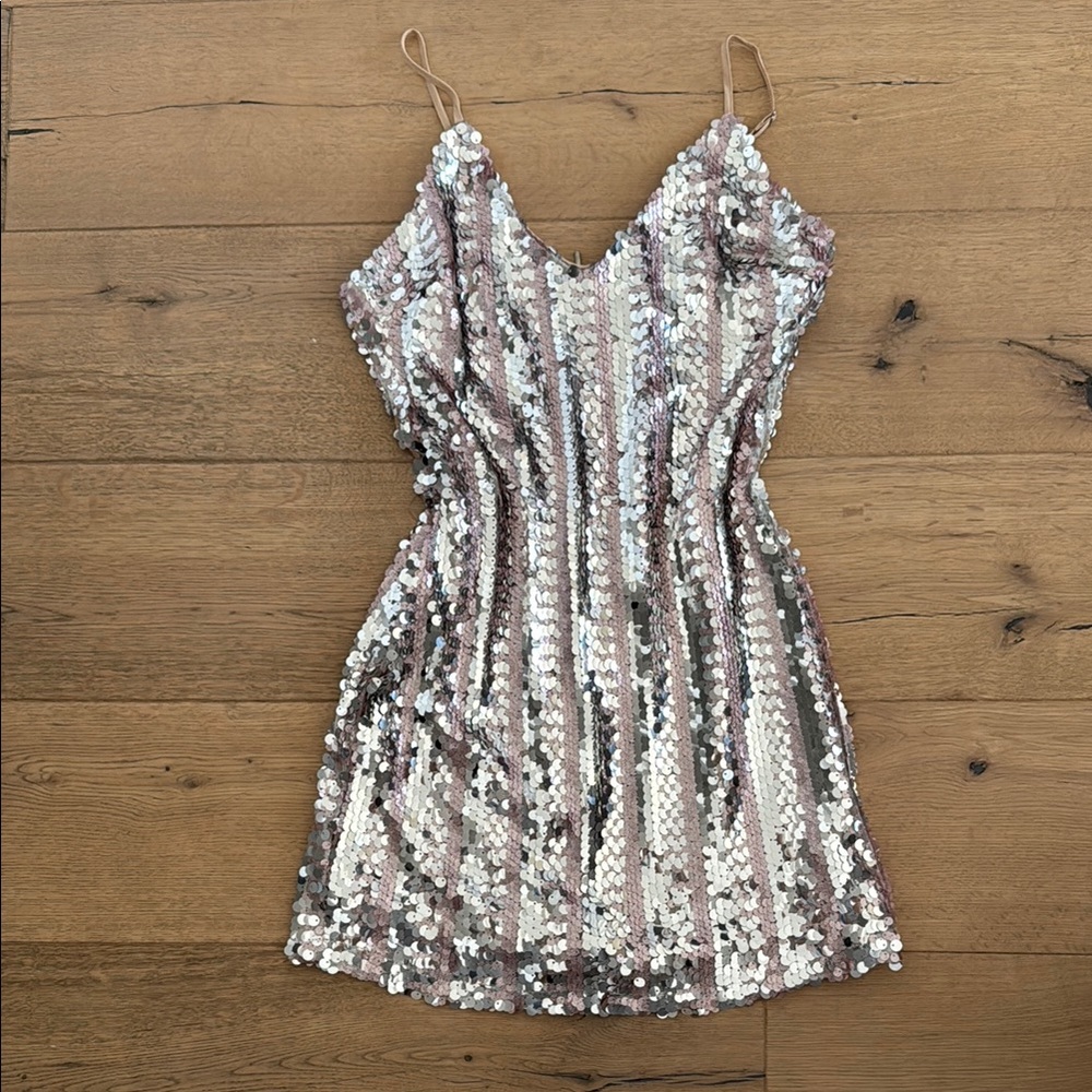 Sequin Striped Mini Dress New Years Party Birthday